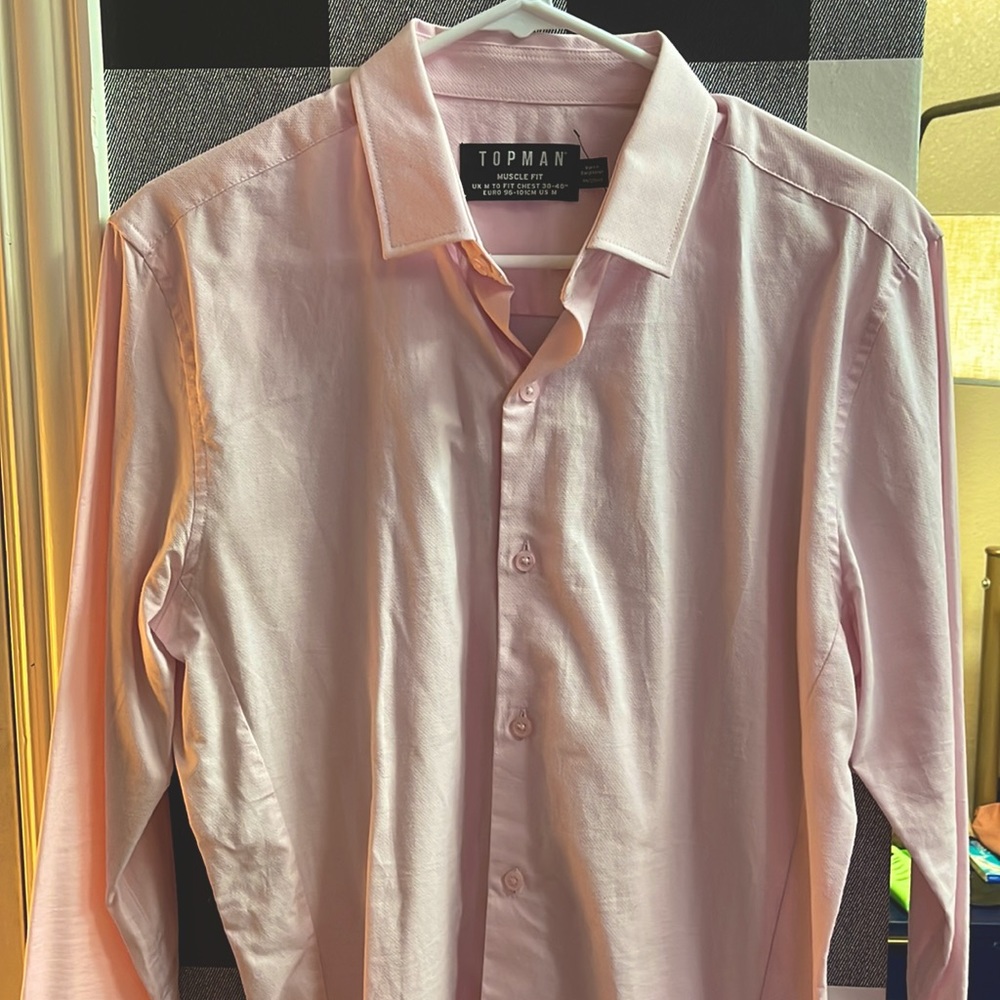 Topman Pink button down shirt, shirt, muscle fit, lightly used